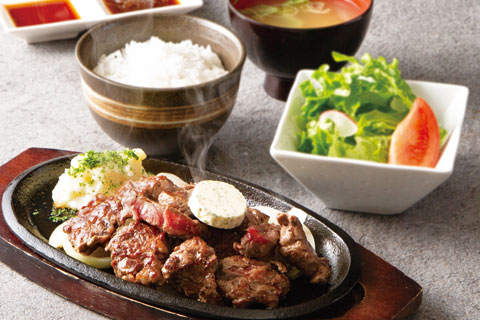 鉄板カットステーキ定食